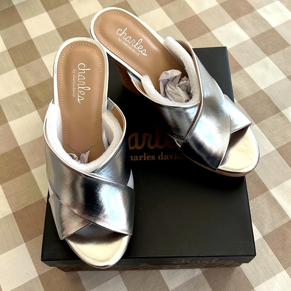 Charles By Charles David/ Latrice Wedges Sandals/ Silver
